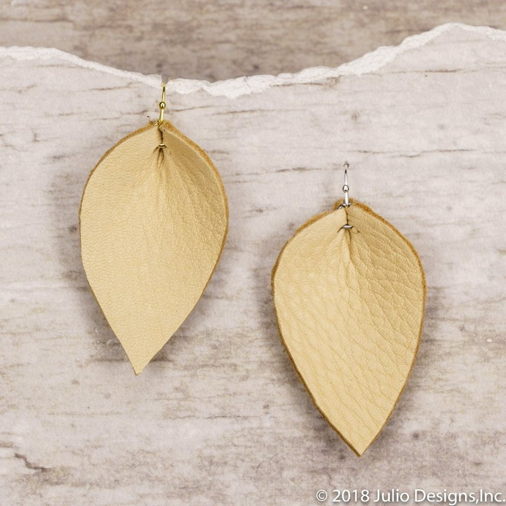 Leather Leaf Shaped Earrings